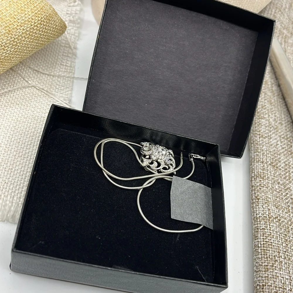 Beautiful Absolute 925 Italy Sterling Silver Necklace with CZ Pendant - Picture 9 of 15